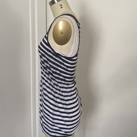 Vince Navy White Striped Double Tank top - Picture 2 of 3